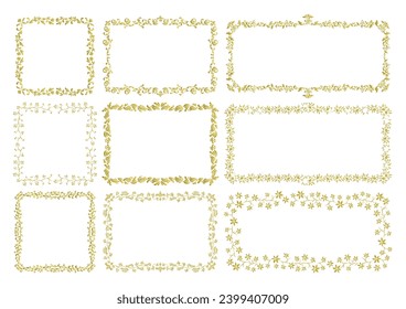 Gold antique decorative frame and borders backgrounds. Vector illustration. Vector illustration. Luxury vintage ornamental square frame collection.
