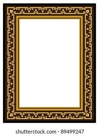 gold antique frame isolated on white background