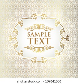 Gold antique frame on a light background of decorative, vector illustration