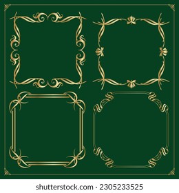 Gold Antique Square Frames Set Free Vector on dark background Vintage Frames