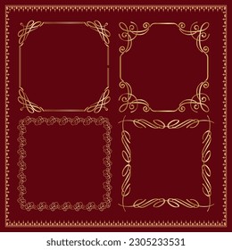 Gold Antique Square Frames Set Free Vector on dark background Vintage Frames