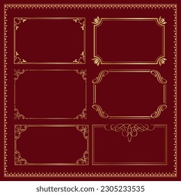 Gold Antique Square Frames Set Free Vector on dark background Vintage Frames