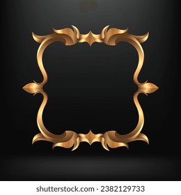 Gold Antique Style Ornate Luxury Vintage Frame on Black Background