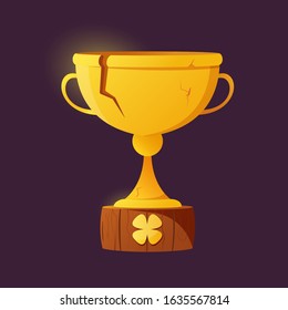 Gold antique winner cup, vintage gold cup for the game interface, design, applications. Gold cup trophy award.