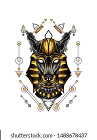 Gold Anubis Dog Sacred Geometry 