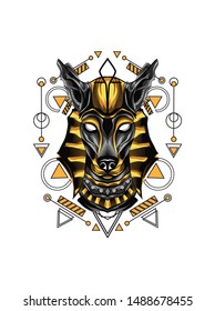 Gold Anubis Dog Sacred Geometry 