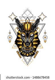 Gold Anubis Dog Sacred Geometry 
