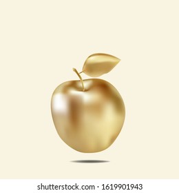 Gold apple concept jewelryon isolated on background