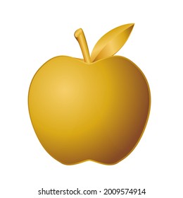 Gold Apple Fruit Emoji Vector Design. Metal Fruit Art Illustration Agriculture Farm Product.