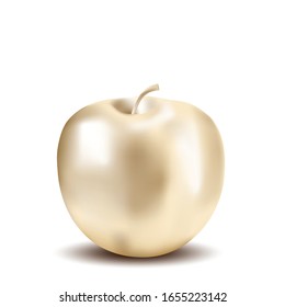 Manzana dorada sobre fondo blanco