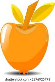 Gold apple vector on white background, vintage and cute design.