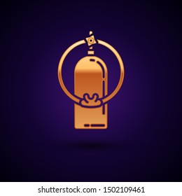 Gold Aqualung icon isolated on dark blue background. Oxygen tank for diver. Diving equipment. Extreme sport. Sport equipment.  Vector Illustration