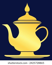 Gold Arab Dallah Kaffee Teekanne Silhouette Clipart Element für Feiertagsfestival Design