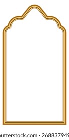 Gold arabesque border, oriental mosque gate frame and arabic architecture design