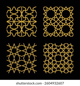 gold arabesque geometric ornament pattern
