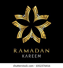 GOLD ARABIC FLOWER KUFI CALLIGRAPHY OF RAMADAN KAREEM