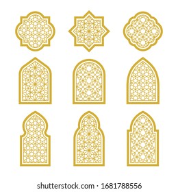 gold arabic ornamental windows vector image