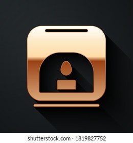 Gold Aroma lamp icon isolated on black background. Long shadow style. Vector Illustration