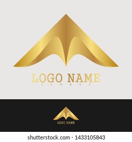 Gold arrow like a kite logo vector design