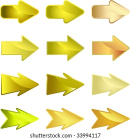 Gold arrow set vector. Set of design elements.