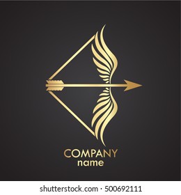 Gold Arrow With Wings Bow Logo