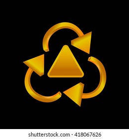 Gold arrows circle on black background 1