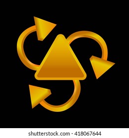 Gold arrows circle on black background 2