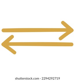 Gold Arrows Left Right Opposite Directions Divergence Forward Backward Doodle Line Vector