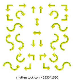 Gold arrows made of glass