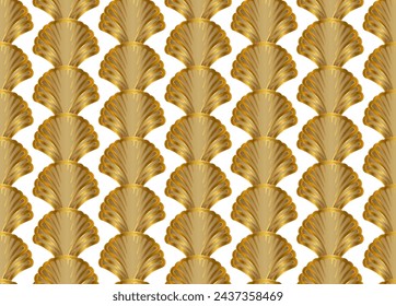 Gold Art Deco Seamless Repeat Pattern on White Background