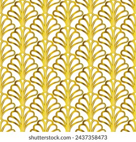 Gold Art Deco Seamless Repeat Pattern on White Background