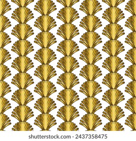 Gold Art Deco Seamless Repeat Pattern on White Background