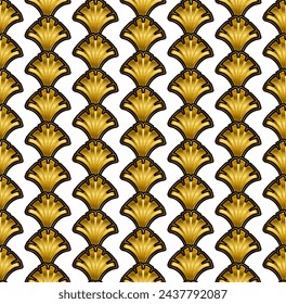 Gold Art Deco Seamless Repeat Pattern on White Background