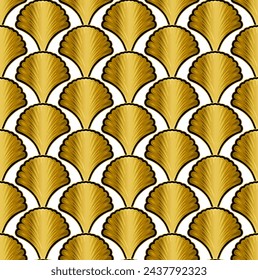 Gold Art Deco Seamless Repeat Pattern on White Background