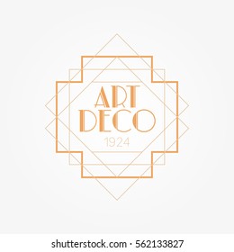 Gold Art Deco Vector Badge Logo