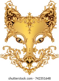 Gold Art Pattern Dog Head Image.illustration vector