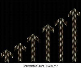 Gold Ascending Arrows on Black Background