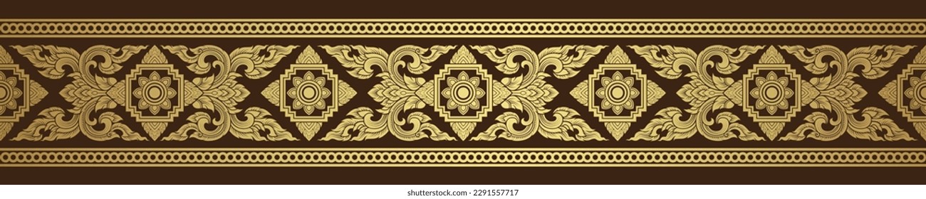 Gold asian art, buddhism temple element and background pattern decoration motifs for pillar pattern, flyers, poster, web, banner, and card concept vector illustration