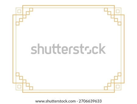 Gold asian Korean traditional frames, line borders with knot corners ornament. Decoration border, divider for banner, certificate.