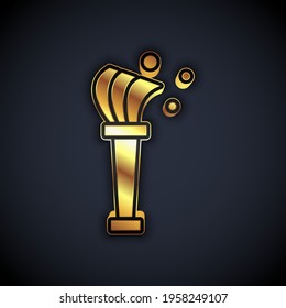 Gold Aspergillum icon isolated on black background. Vector