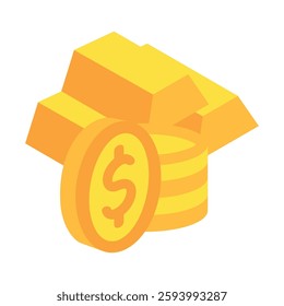 Gold Asset isometric 3d, mini illustration icon, use for modern concept, UI or UX kit, web and app development. related to business, finance, economy..