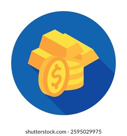 Gold Asset rounded isometric 3d, mini illustration icon, use for modern concept, UI or UX kit, web and app development. related to business, finance, economy..
