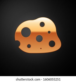 Gold Asteroid Icon Isolated On Black Background.  Vector Illustration