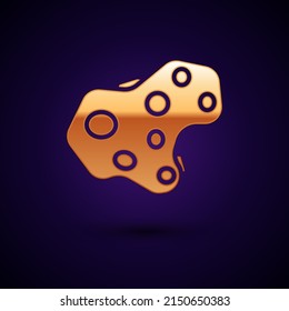 Gold Asteroid Icon Isolated On Black Background.  Vector Illustration