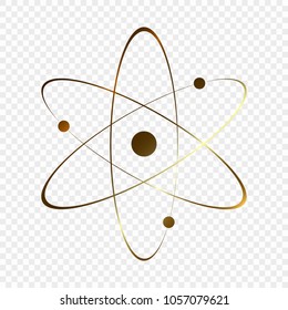 Gold Atom icon. Vector illustration.