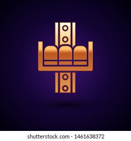 Gold Attraction carousel icon isolated on dark blue background. Amusement park. Childrens entertainment playground, recreation park.  Vector Illustration