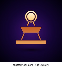 Gold Attraction carousel icon isolated on dark blue background. Amusement park. Childrens entertainment playground, recreation park.  Vector Illustration