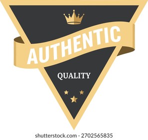 Ouro Authentic qualidade triângulo emblema vetor coroa selo ilustração 