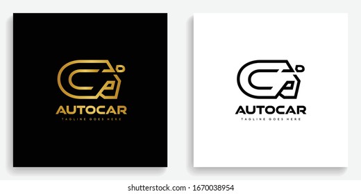 Gold auto car letter c logo. Modern logo icon template vector design