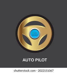 Gold Auto Pilot Logo Vector In Elegant Style With Black Background